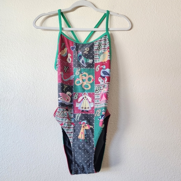 Sporti Granny Sweater 12 Days of Christmas Thin Strap One Piece Swims 36 - Picture 2 of 6